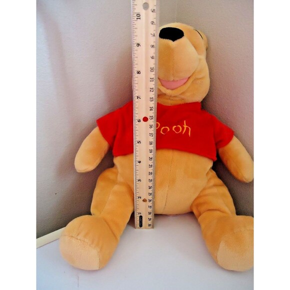 Disney Winnie The Pooh Sitting Beanie Plush Bear Red Pooh Shirt - Picture 2 of 5